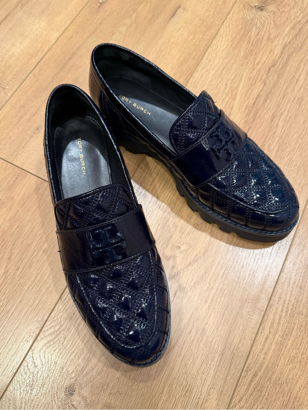 Tory Burch Mini Everly Chunky Loafers in navy